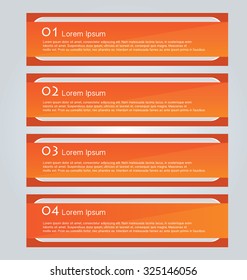 Infographic template with step options for business, startup concept, web design, data visualization, banner, brochure or flyer layouts, presentation, education. Orange color stock vector illustration