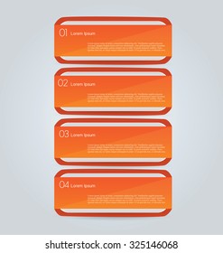 Infographic template with step options for business, startup concept, web design, data visualization, banner, brochure or flyer layouts, presentation, education. Orange color stock vector illustration