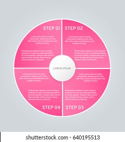 Infographic template step options for business, startup concept, web design, data visualization, banner, brochure or flyer layouts, presentation, education. Abstract pink color vector illustration