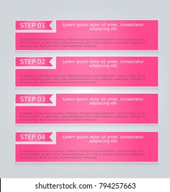 Infographic template with step options for business, startup concept, web design, data visualization, banner, brochure or flyer layouts, presentation, education. Abstract 3d vector illustration. 