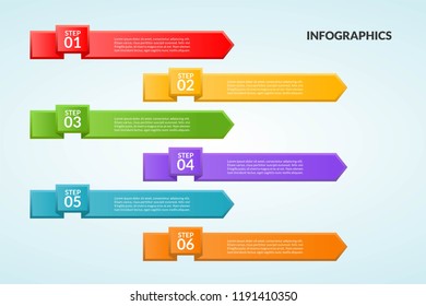 Infographic template of step or workflow diagram 6 steps