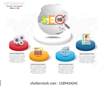 Infographic template with steps or options, workflow, process diagram, vector eps10 illustration