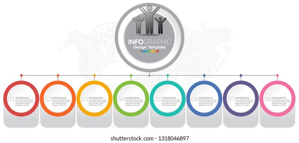 Infographic template with steps and process for your design.