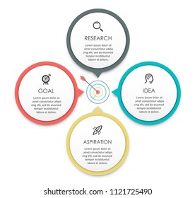 Infographic template with target and arrow. Goal achieve concept. Vector illustration. Can be used for workflow layout, diagram, business step options, banner, web design.