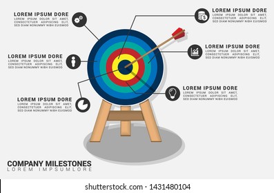 Infographic template with target. Infographic report template made from modern icons with circle target. designed for banner,business,diagram, webdesign.
