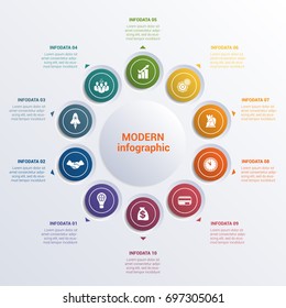 Infographic template ten option circles  banner what can be used as business presentation,chart, diagram, table, workflow layout 