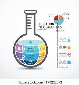 infographic Template with test tube jigsaw banner . concept vector illustration