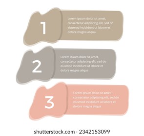 Infografische Vorlage mit drei abstrakten handgezeichneten Formen mit Platz für Zahlen und Text, Vektoreps10 Illustration