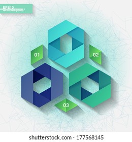 Infographic template with three blue ribbons labels. Eps10