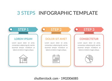 Infographic template with three elements with arrows and place for your text and icons, workflow, process chart, steps or options, vector eps10 illustration