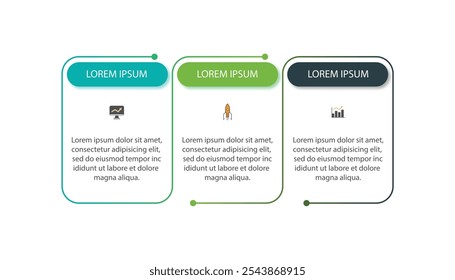  Infográfico modelo três opção, processo ou etapa para negócios