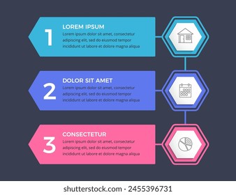 Infographic template with three options or steps with place for icons and text, vector eps10 illustration