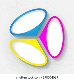 Infographic template with three pink, blue and yellow labels. Eps10