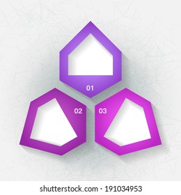 Infographic template with three pink and violet labels. Eps10