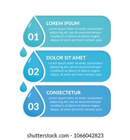 Infographic Template With Three Steps With Water Drops, Water Infographics, Vector Eps10 Illustration