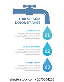 Infographic template with three steps with water drops, water infographics, vector eps10 illustration