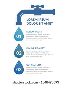 Infographic Template With Three Steps With Water Drops, Water Infographics, Vector Eps10 Illustration