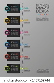 Infographic template - timeline with 6 options. Vector