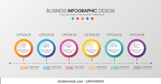 Infographic template - timeline with 6 options. Vector