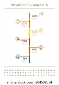 Infographic template Timeline Infographic with diagrams. With set of Icons. Vector design 