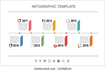Infographic template. Timeline Infographic with diagrams. With set of Icons. Vector design