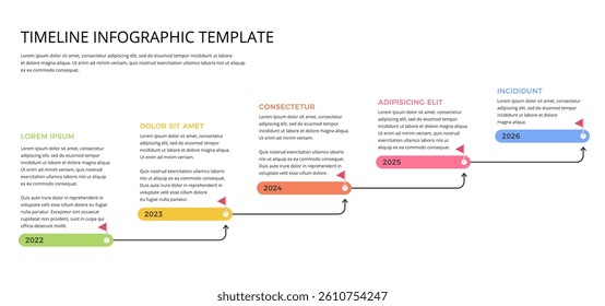 Infographic template of timeline with five elements, vector eps10 illustration