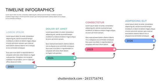 Infographic template of timeline with four elements, vector eps10 illustration
