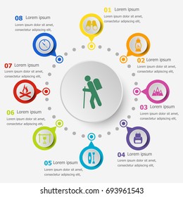 Infographic template with trekking icons, stock vector