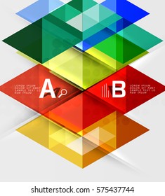 Plantilla infográfica - fondo de mosaicos triangulares. Fondo de plantilla de vector para diseño de flujo de trabajo, diagrama, opciones de número o diseño web