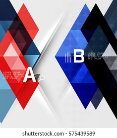 Infografische Vorlage - Dreieckskachelhintergrund. Vektorvorlagenhintergrund für das Workflowlayout, -diagramm, -nummeroptionen oder Webdesign