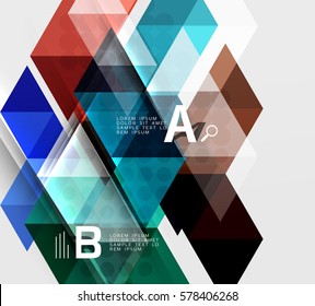 Plantilla infográfica - fondo de mosaicos triangulares. Fondo de plantilla de vector para diseño de flujo de trabajo, diagrama, opciones de número o diseño web
