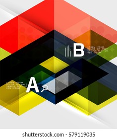 Plantilla infográfica - fondo de mosaicos triangulares. Fondo de plantilla de vector para diseño de flujo de trabajo, diagrama, opciones de número o diseño web