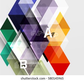 Plantilla infográfica - fondo de mosaicos triangulares. Fondo de plantilla de vector para diseño de flujo de trabajo, diagrama, opciones de número o diseño web