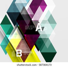 Plantilla infográfica - fondo de mosaicos triangulares. Fondo de plantilla de vector para diseño de flujo de trabajo, diagrama, opciones de número o diseño web