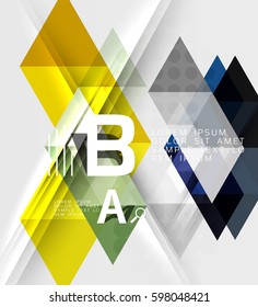 Plantilla infográfica - fondo de mosaicos triangulares. Fondo de plantilla de vector para diseño de flujo de trabajo, diagrama, opciones de número o diseño web