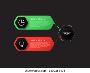 infographic template with two hexagonal elements on a black background. modern business process visualisation with thin line marketing icons. vector illustration easy to edit and customize. eps 10