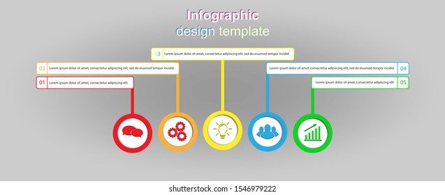 Infographic template for use in illustrating a workflow, diagram, business process parameters, strategies and planning.