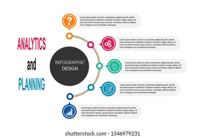 Infographic template for use in illustrating a workflow, diagram, business process parameters, strategies and planning.