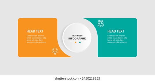 Infographic template vector with 2 step concept can be used for workflow, business information, and web design.