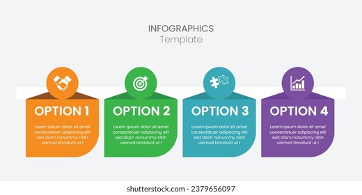 Infographic template Vector. Business process with 2 steps, options, circles. Can be used for workflow diagrams, annual reports, presentation