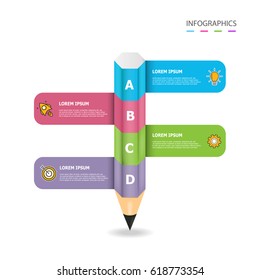 infographic template vector design .pencil image ,used for business chart , workflow layout , diagram , annual report and web design