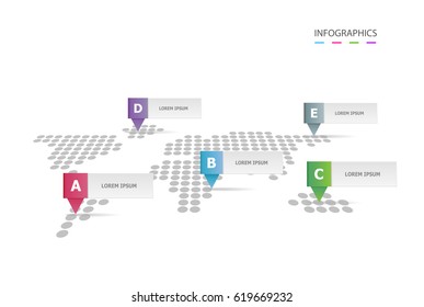infographic template vector design .world map ,used for business chart , workflow layout , diagram , annual report and web design