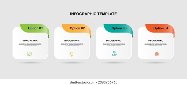 Infographic template vector element with 4 step process for presentation and information graphic 