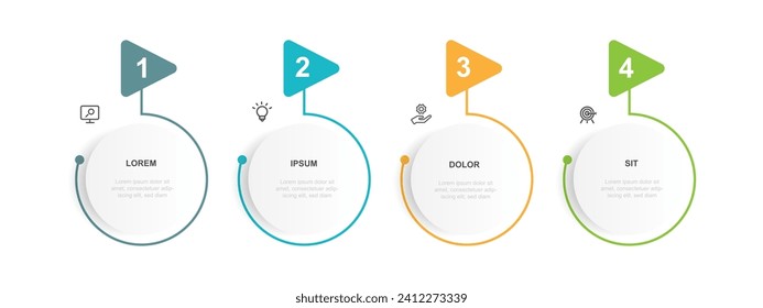 Infographic template vector element with 4 step process or options suitable for web presentation and business information 