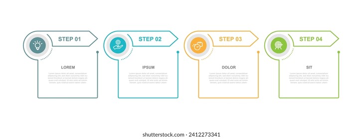 Infographic template vector element with 4 step process or options suitable for web presentation and business information 