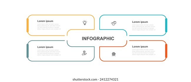 Infographic template vector element with 4 step process or options suitable for web presentation and business information 