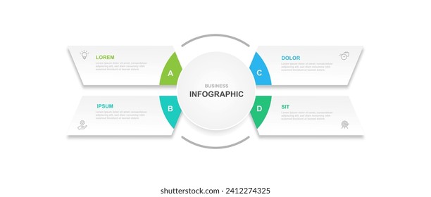 Infographic template vector element with 4 step process or options suitable for web presentation and business information 