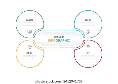 Infographic template vector element with 4 step process or options suitable for web presentation and business information 