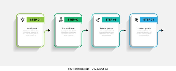 Infographic template vector element with 4 step layout suitable for web presentation and business information