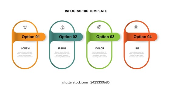 Infographic template vector element with 4 step layout suitable for web presentation and business information